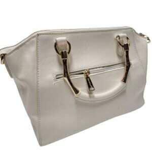 White Handbag with Goldtone Handle
